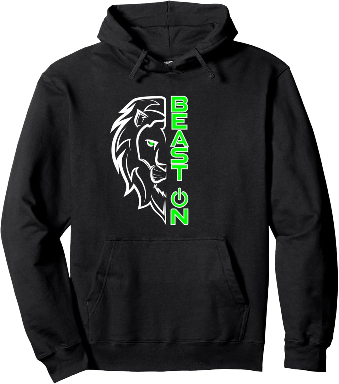 Löwe Kopf Beast ON Grün Gym Fitness Training Bodybuilding Pullover Hoodie