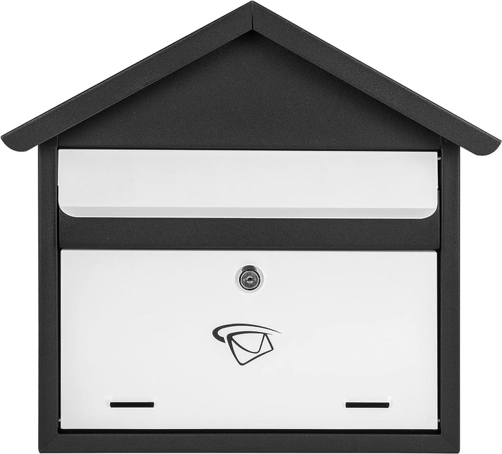 ADGO Modern Black &amp; White Edition Stylisch Briefkasten 365 mm x 400 mm x 75 Wandmontiert Wasserdicht