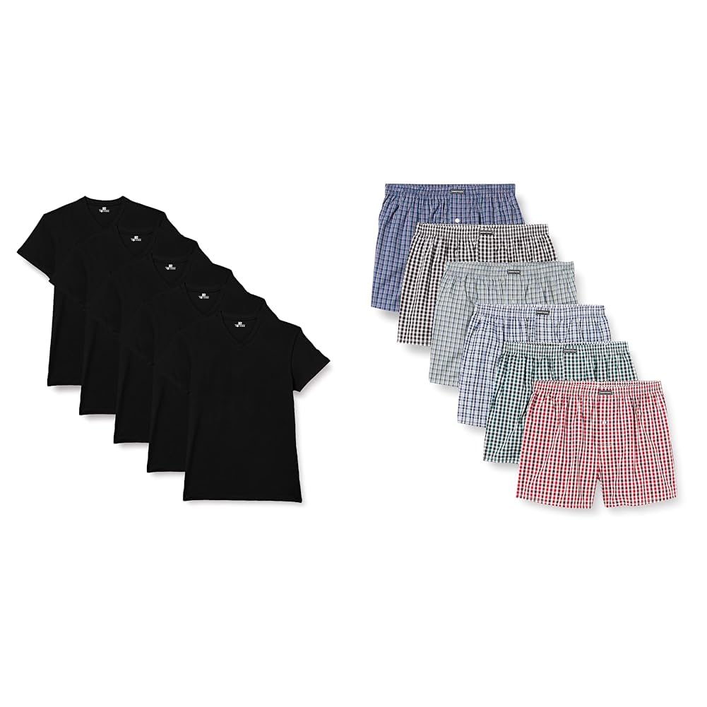 Lower East Basic T-Shirts mit V-Ausschnitt für Herren 3er I 5er I 10er Pack aus 100% Baumwolle in vi