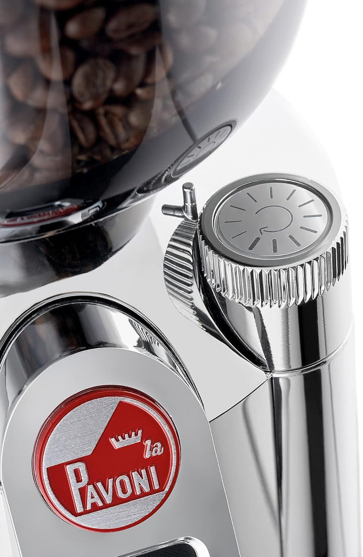 La Pavoni Zylinder, LPGGRI01EU Kaffeemühle, Tritan-Trichter und 50-mm-Flachmahlwerke, 500-g-Bohnenbe