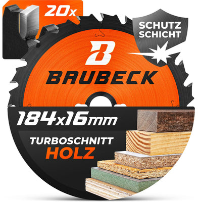 BAUBECK Sägeblatt 184x16 für Holz Zuschnitt - Schneller Schnitt Kreissägeblatt 184x16 für Holz, Säge