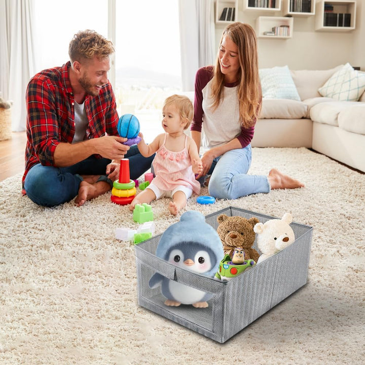 Ruucy Aufbewahrungskorb Stoff 3er Set, Faltbare Stoffboxen mit Transparent Fenster, Gross Aufbewahru