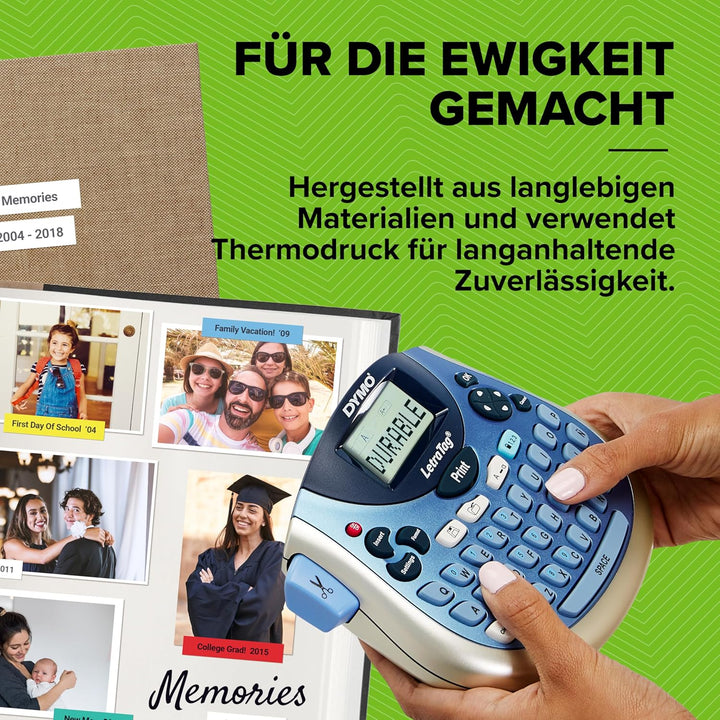 DYMO LetraTag LT-100T Beschriftungsgerät | Tragbares Etikettiergerät mit QWERTZ Tastatur | silber |
