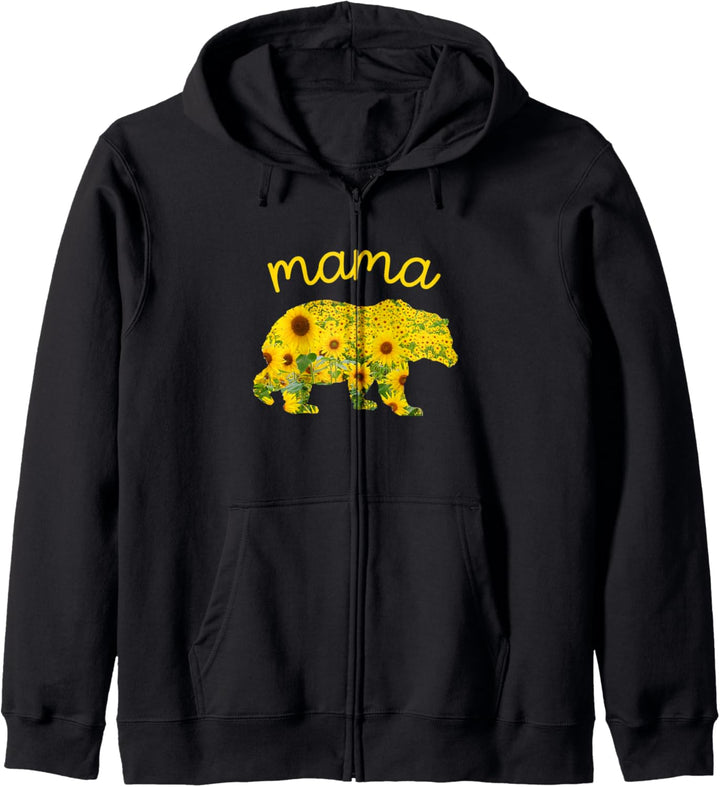 Mothers Day Christmas Floral Father Gift Mama Bear Sunflower Kapuzenjacke
