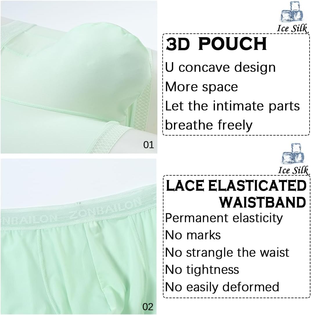 BIATWOWR Herren Shorts Unterwäsche Seide Transparent Boxer Shorts Männer Sexy Weiche Elastische Unte