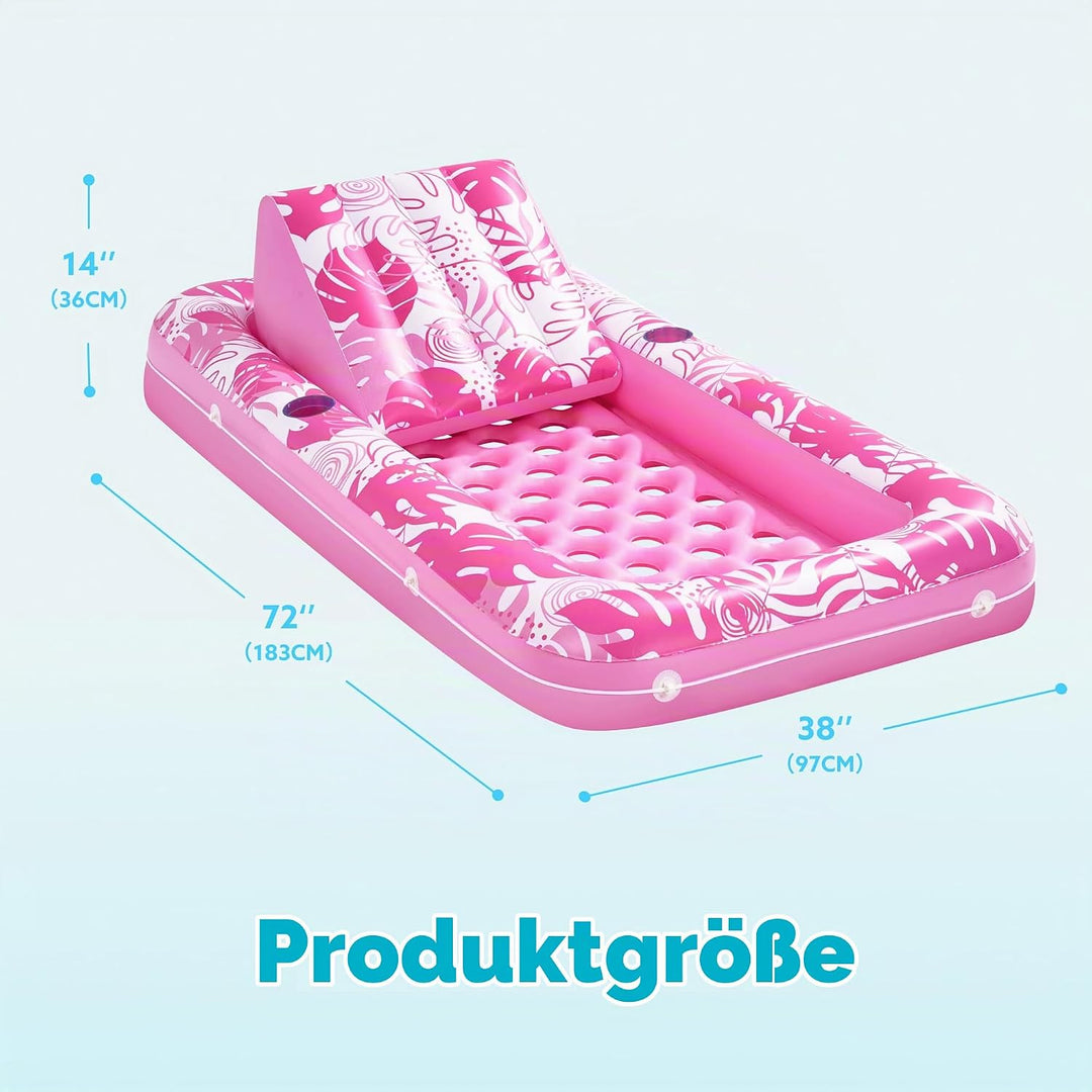Sloosh 72"x38"/180x95 cm Luftmatratzte Pool für Erwachsene, aufblasbarer Sonnenpool mit Getränkehalt