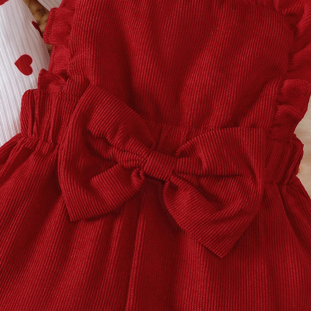Baby Mädchen Kleidung Langarmshirt Stehkragen Rüschen Cordhose Trägern 3-6 Monate Claret Heart, 3-6