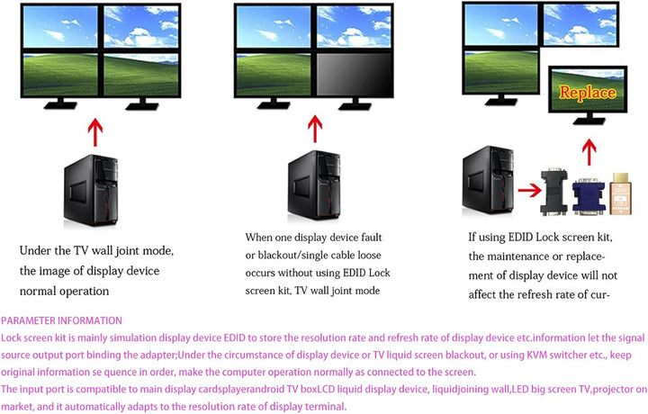 FUERAN Edid-Emulator-Adapter (4 Generation), HDMI kompatibel mit Mac Thunderbolt auf HDMI-Switches/E
