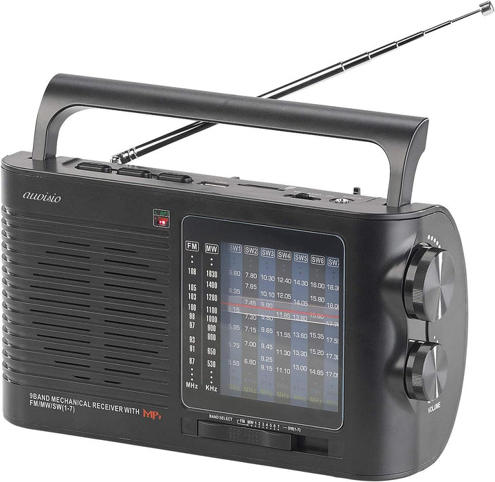 auvisio Kurzwellenradio: Analoger 9-Band-Weltempfänger mit Bluetooth, USB, SD, AUX und Akku (Weltemp