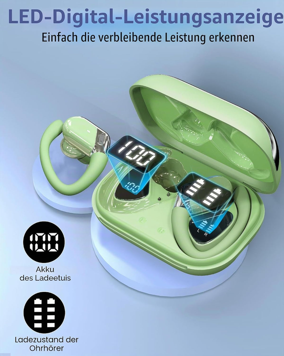 Rolosar 2026 Bluetooth Kopfhörer, Kopfhörer Kabellos Bluetooth 5.4 Sport In Ear Kopfhörer mit 4 ENC