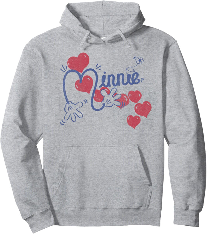 Disney Mickey And Friends Minnie Hearts Text Pullover Hoodie