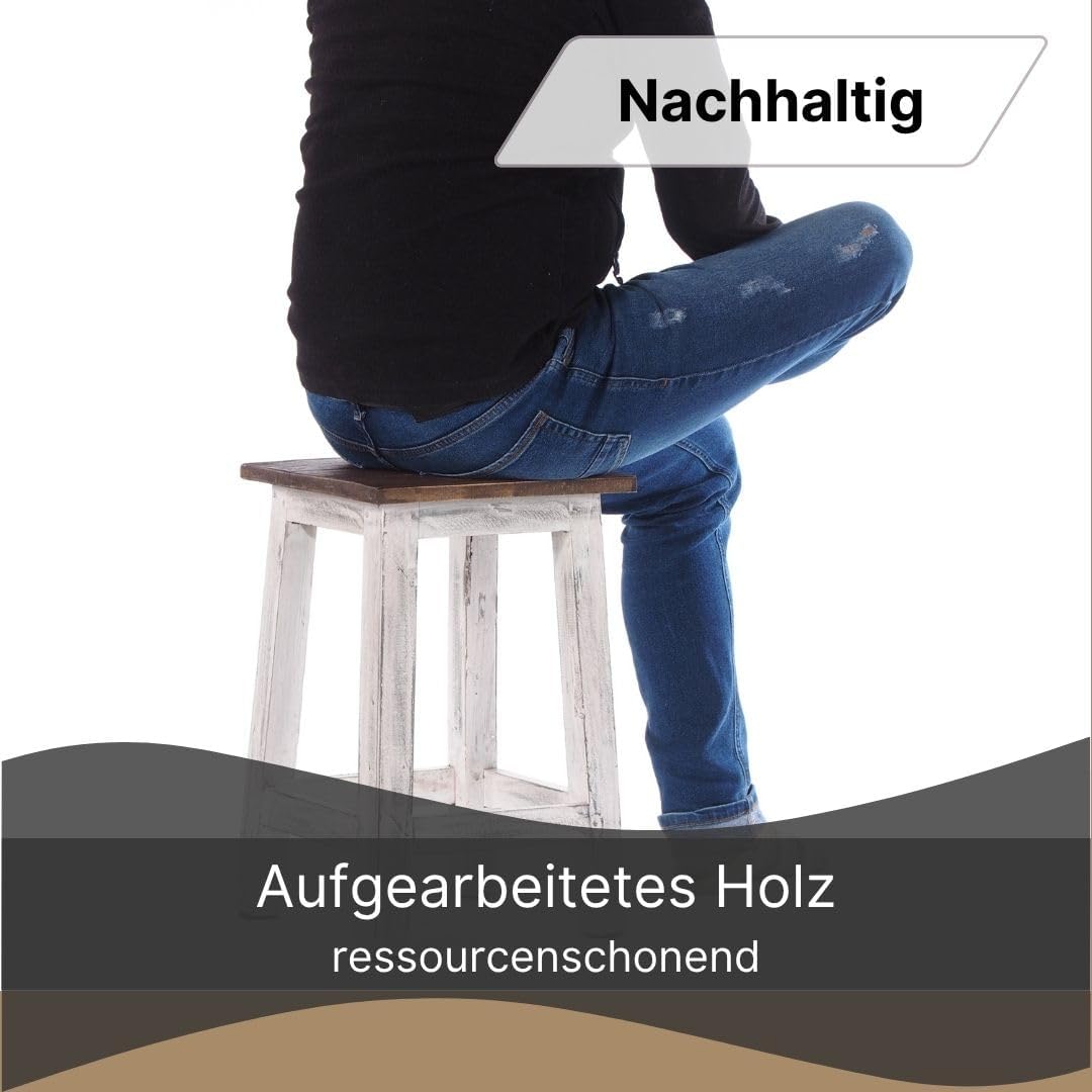 DESIGN DELIGHTS RUSTIKALER Holz SITZHOCKER Madero | 48x30x30 cm (HxBxT), Recyclingholz | Holzhocker
