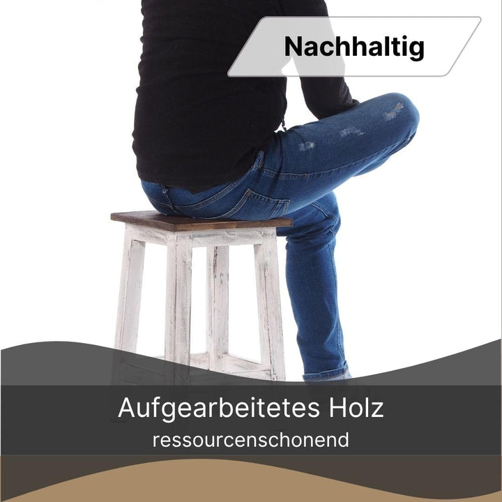 DESIGN DELIGHTS RUSTIKALER Holz SITZHOCKER Madero | 48x30x30 cm (HxBxT), Recyclingholz | Holzhocker