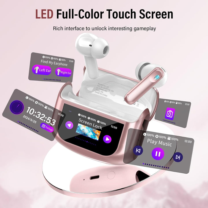 Touchscreen Bluetooth Kopfhörer, 2026 In Ear Kopfhörer Kabellos Bluetooth 5.4 mit ANC+ENC Noise Canc