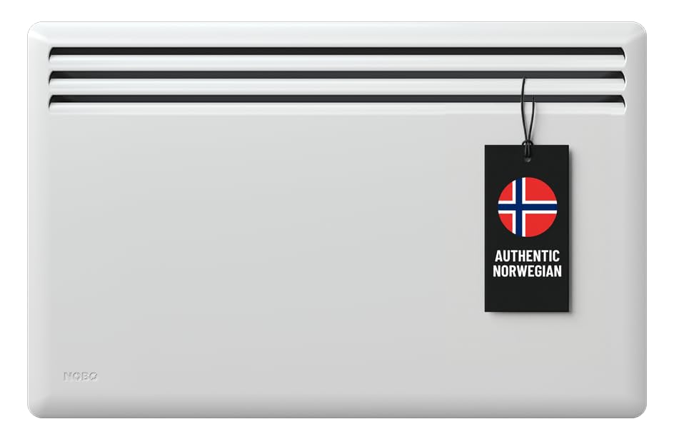 Elektrischer Konvektor Heizkörper Nobø NFK4N - 750W, Weiss, Smart-Thermostat mit Timer (NCU-2Te), Wa