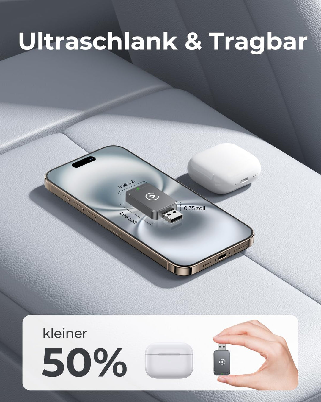 Carplay Wireless Adapter Android-Auto Adapter: 2 in 1 Wired Konvertieren Kabellos, Mini & Stabiler P