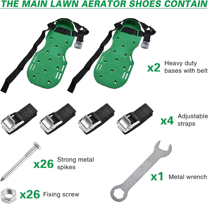 SHADDOCK Rasenbelüfter Schuhe Gartengras Rasenbelüfter Nagelschuhe mit mit 26 Spikes und 4 verstellb