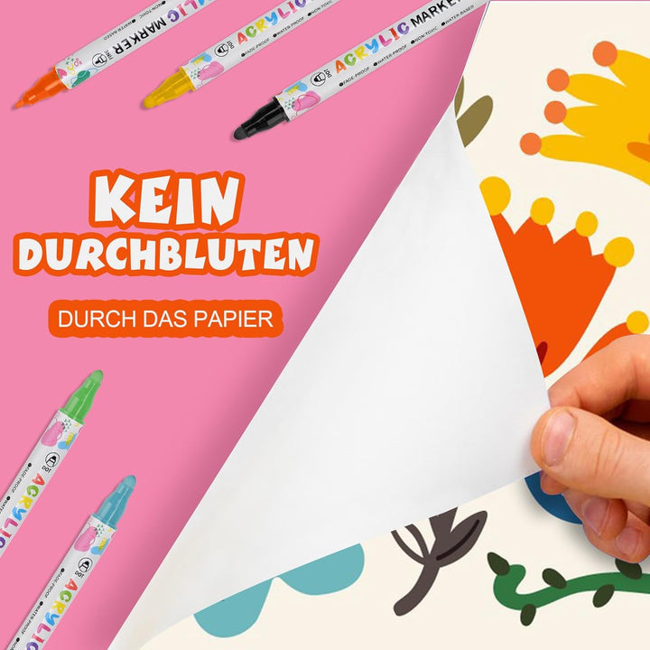 KEMYR 120 Farben Acrylstifte Set mit Doppelspitze, Acrylmarker Wasserfeste für Steine, Holz, Glas &