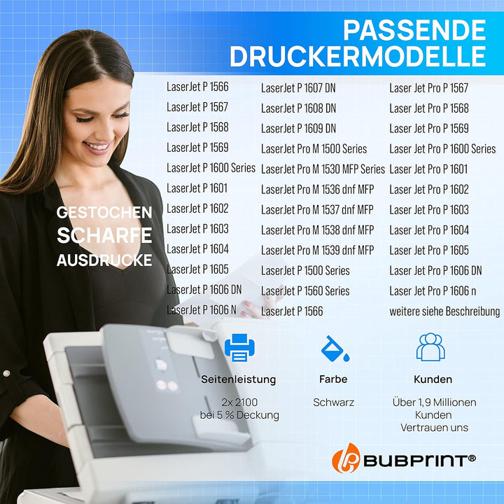 2 Toner kompatibel als Ersatz für HP CE278A 78A für Laserjet Pro M1536DNF M1537DNF M1538DNF M1539DNF
