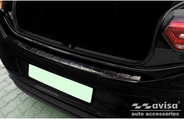 Avisa Schwarz Edelstahl Heckstossstangenschutz kompatibel mit Volkswagen ID.3 2020- 'Ribs'