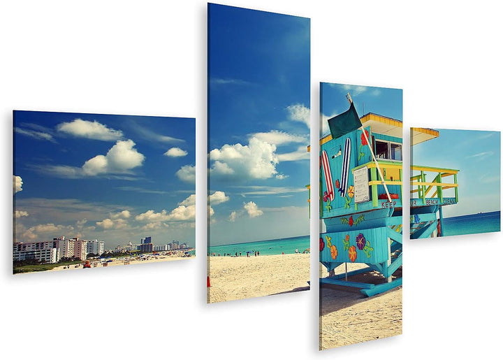 islandburner Bild auf Leinwand Südstrand In Miami Florida Bilder Wandbilder Poster Leinwand 150x80cm