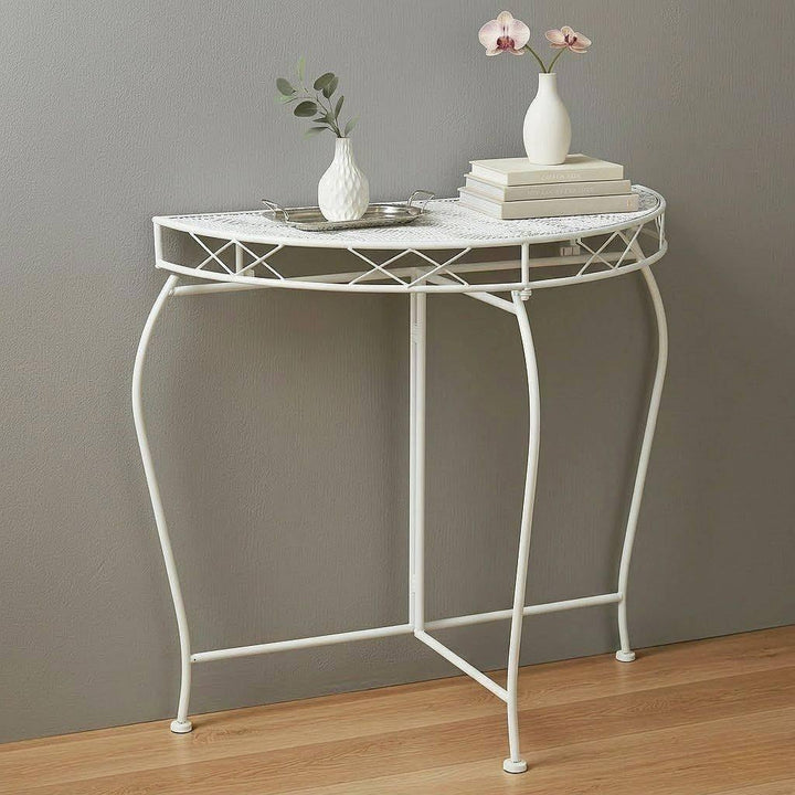 DanDiBo Konsolentisch Wandtisch Weiss 96313 Beistelltisch Metall 75 cm Gartentisch Halbtisch Tisch H