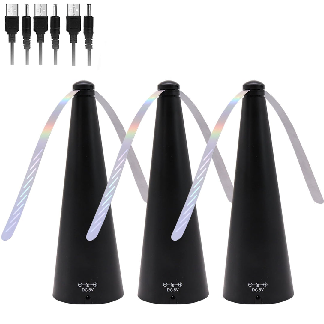 3Pcs Fliegenwedler - Tischventilator Gegen Fliegen und Wespen 2-in-1-Startmodus 3 Stück Schwarz-A, 3