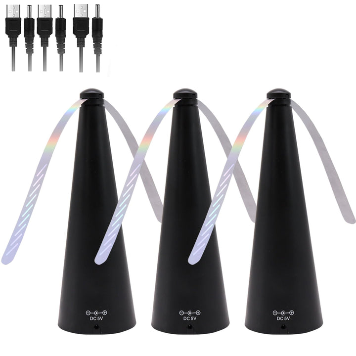 3Pcs Fliegenwedler - Tischventilator Gegen Fliegen und Wespen 2-in-1-Startmodus 3 Stück Schwarz-A, 3