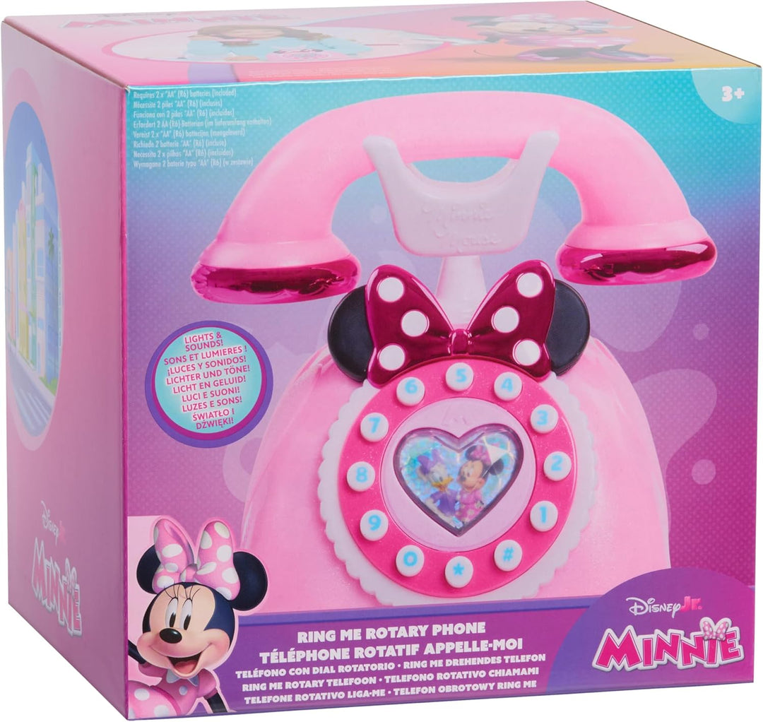 Disney Junior Minnie Mouse Ring Me Rotary Phone with Lights and Sounds, Interactive, Iridescent Pink