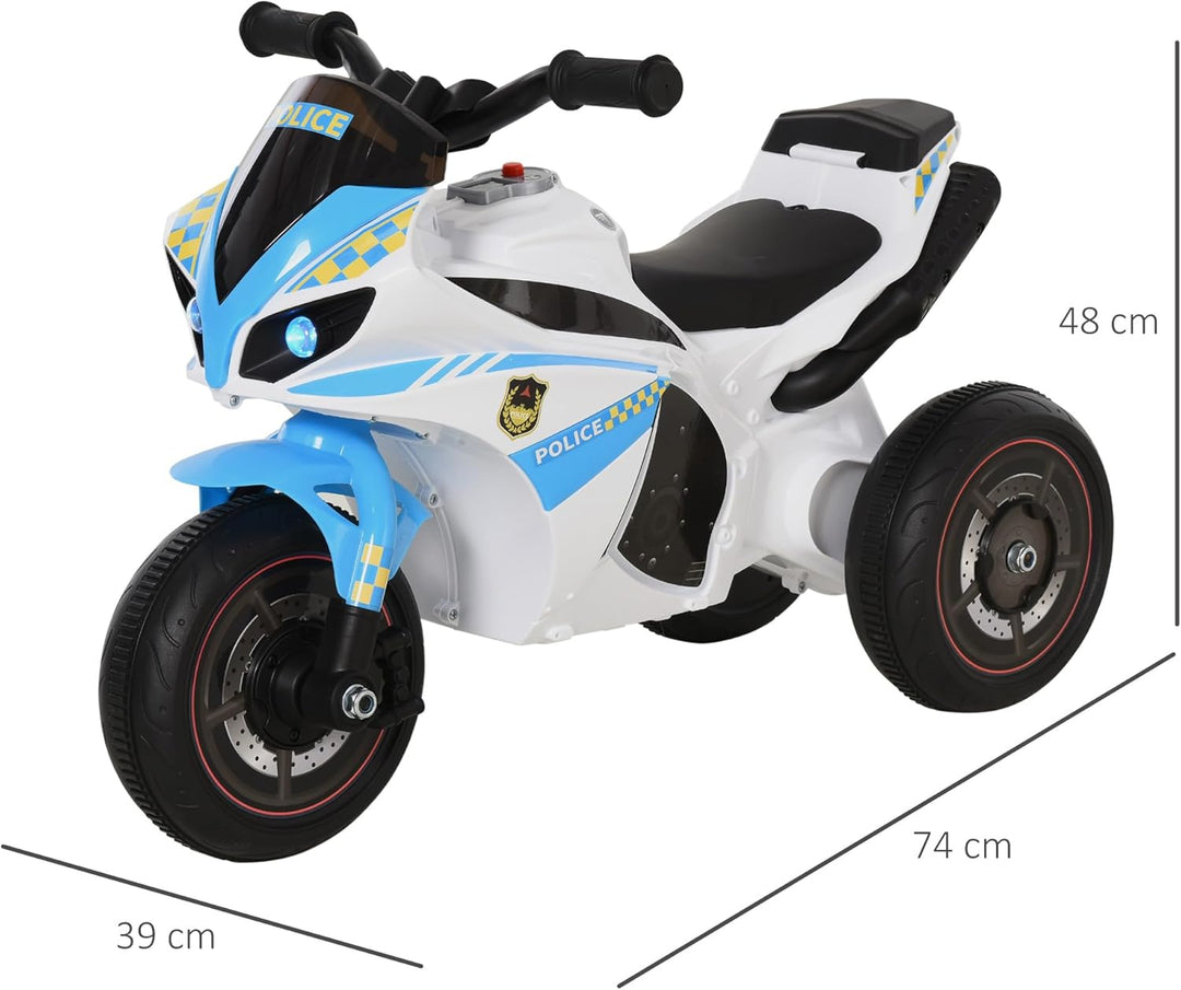 HOMCOM Rutschauto für Kinder, Rennrad, musikalische Effekte und Beleuchtung, Aufbewahrungsbox, Blau/