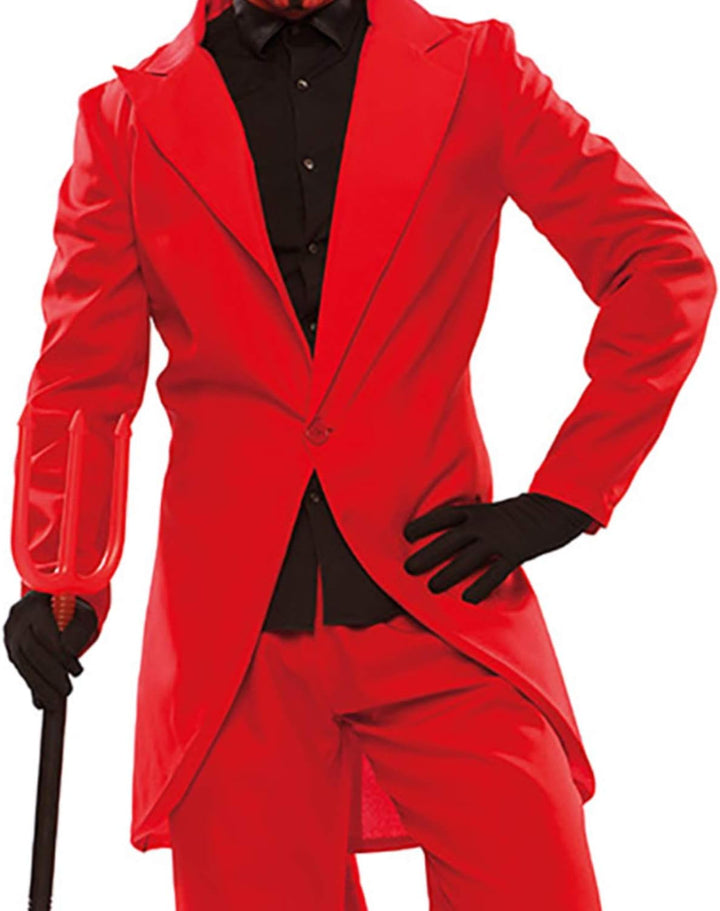 EUROCARNAVALES Herren Kostüm Teufel Lucifer rot Anzug Satan Halloween Fasching Karneval (XL)