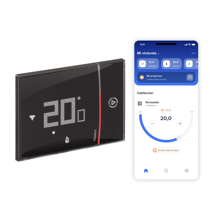 Bticino XG8002E Thermostat mit WiFi, New Smarther2 mit Netatmo, Schwarz, Temperaturregelung für den