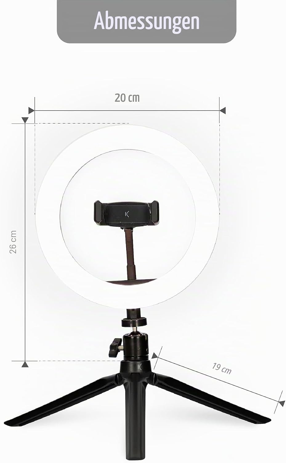 KSIX Dimmbare Tischstativ Lichtring LED Ring Licht für Handy, 3 Lichttemperaturen und 10 Helligkeits