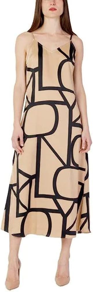 ONLY Damen Onlamelia Midi Slip Dress Ptm Kleid L Black/Aop:maritime Great Logo, L Black/Aop:maritime