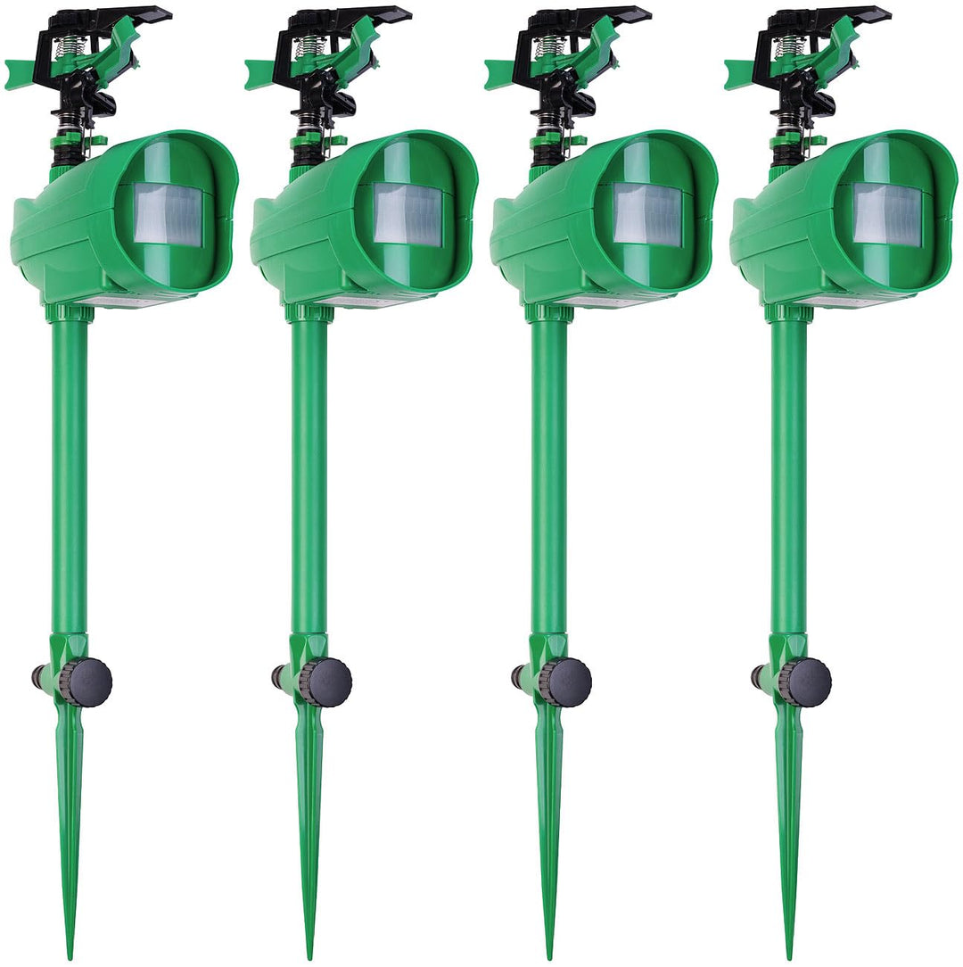 Royal Gardineer Katzen-Vertreiber: 4er-Set Wasserstrahl-Tierschrecke, PIR-Sensor, Batteriebetrieb, 1