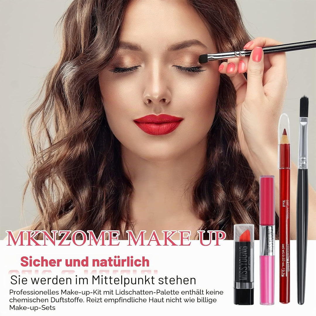 MKNZOME Schminkkasten Make-Up Set, Professionelles Kosmetische Schmink Set mit Lidschatten Lippenglo