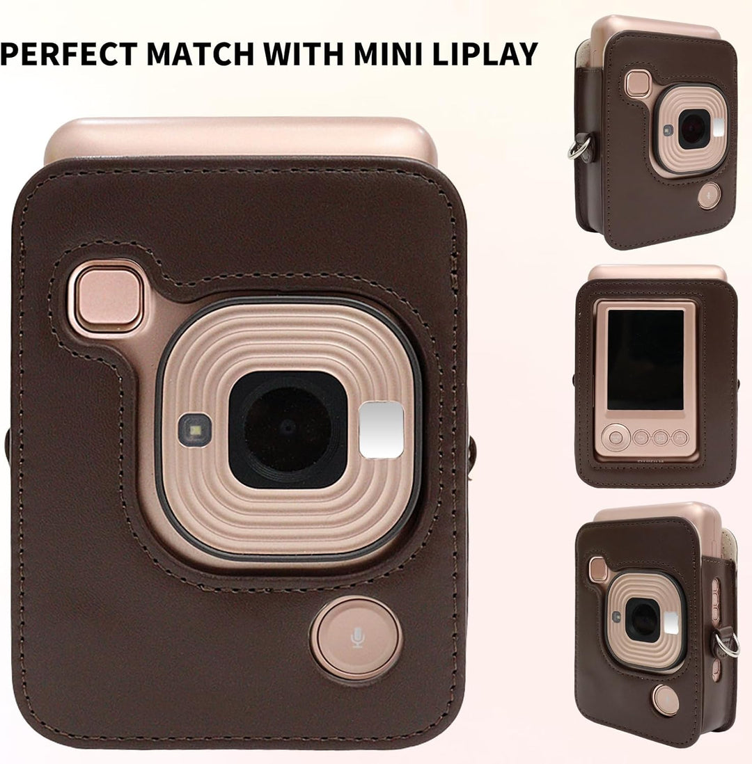 HIYQIN Leder Tasche Kompatibel mit Fujifilm Instax Mini LiPLAY, für Fujifilm Mini Liplay Tasche mit