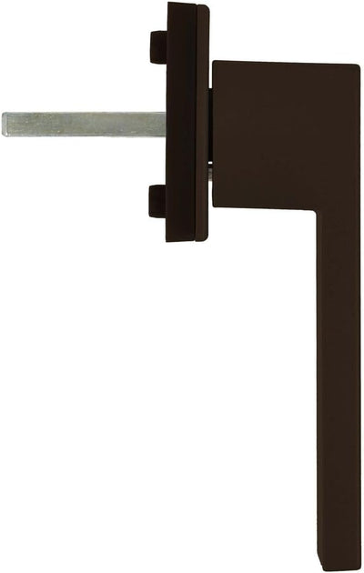 Design Aluminium Fenstergriff Dublin abschliessbar - pulverbeschichtet, Farbe:Dunkelbraun RAL 8077,