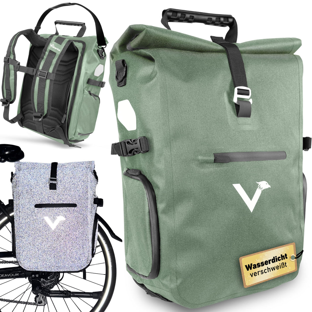Valkental® - 3in1 Fahrradtasche Pro - Das Original - Hochwertiges Nylon - 23L Volumen - Geeignet als