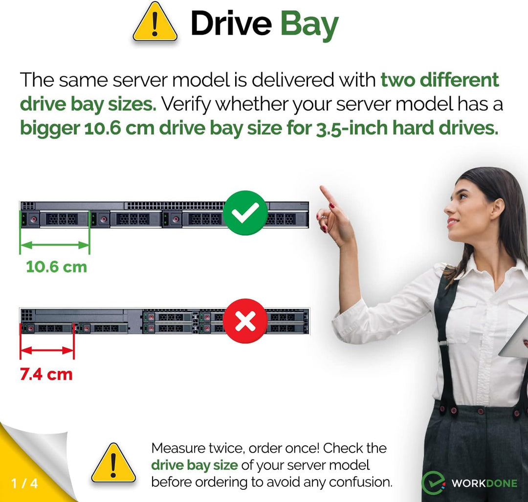 WORKDONE 12er-Pack - 3,5" Festplatten-Caddy - Kompatibel für Dell PowerEdge Server 14.-15. Gen. - mi