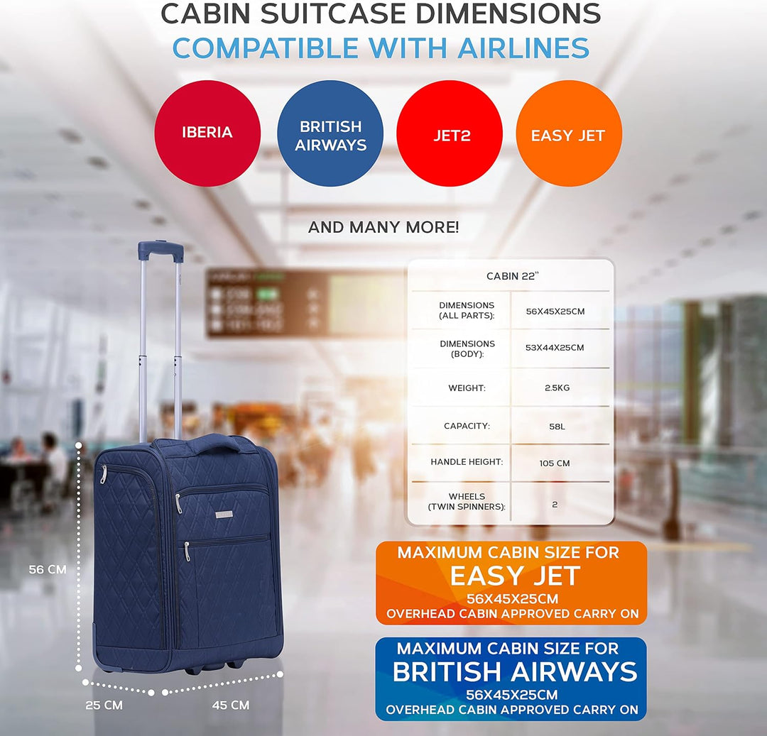 Flight Knight 56x45x25cm easyJet &amp; British Airways Large Carry On Approved &amp; Tested Maximum Size Han