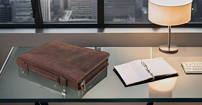 Pride and Soul 30125 - Ringbuchmappe A4 VIGGO, Schreibmappe mit Tablet-Fach, Businessmappe aus Leder