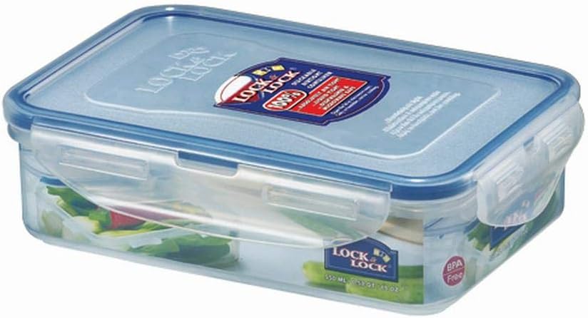 Lock & Lock Frischhaltedose, Vorratsbox, 550 ml, rechteckig, transparent, 6 Stück, 181 x 128 x 52 mm