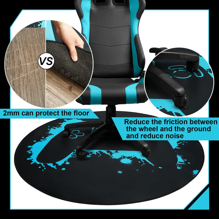 Gaming-Stuhlmatte 119 cm runde Stuhlmatte für Hartholzboden Gaming Teppiche Bürostuhl Teppich Stuhlm