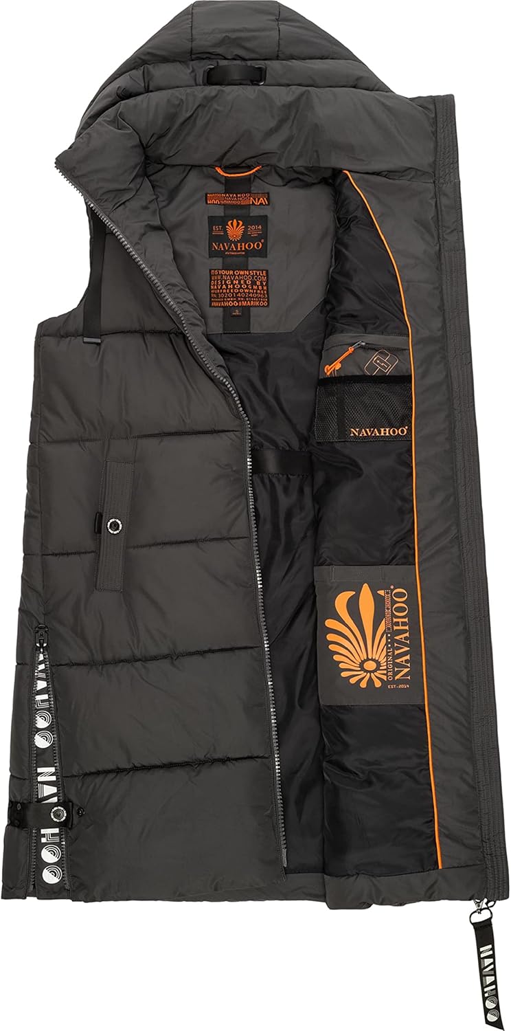 Navahoo Damen ärmellose Lange Outdoorweste warme Winterjacke Schnuffelchen XS-3XL XS Anthracite, XS