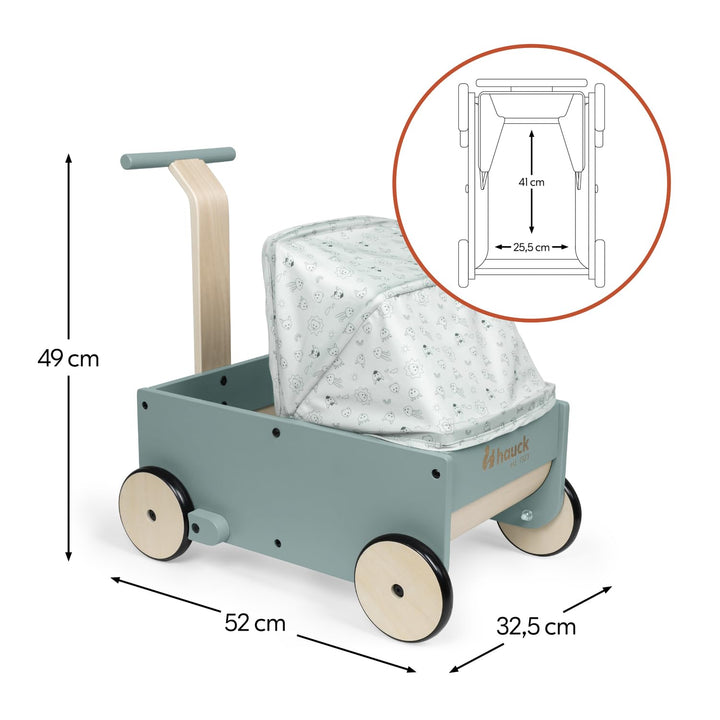 Hauck Learn to Walk Dolls - 2in1 Puppenwagen &amp; Lauflernwagen aus Holz für Kinder ab 12 Monaten inklu