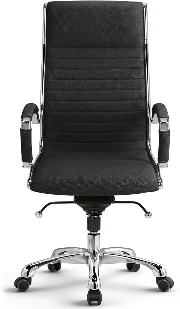 VERSEE Premium Chefsessel Montreal in Stoff Schwarz - Ergonomischer Bürostuhl für Büro und Home-Offi