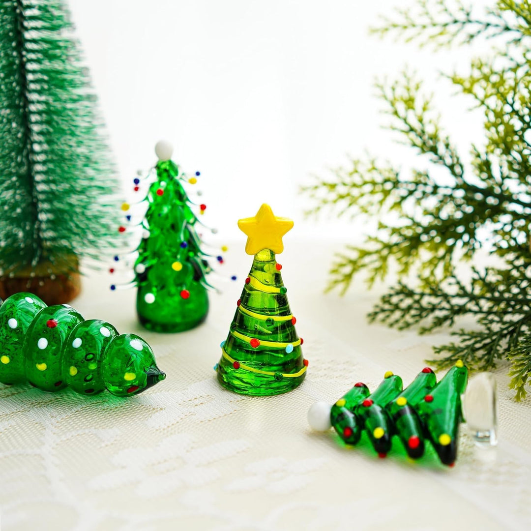 HDCRYSTALGIFTS Weihnachtsbaumfiguren-Set aus geblasenem Glas, Sammlerstück, Kunst, Glasstatue, Urlau
