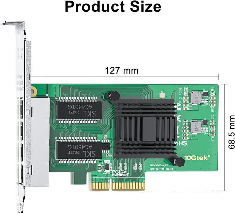 10Gtek® 1000Mbps Gigabit Ethernet Converged Network Adapter (NIC) | mit Intel 350 Chip | Ethernet PC