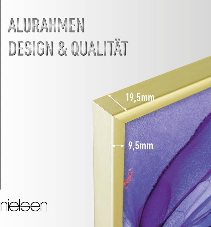 nielsen Bilderrahmen, 18 x 24 cm, Aluminium, Gold matt, Fotorahmen zum Auftstellen und Aufhängen im